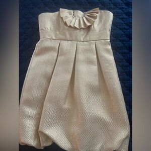 Laundry  mini dress beaded pleated metallic bib sleeveless tube top  formal
